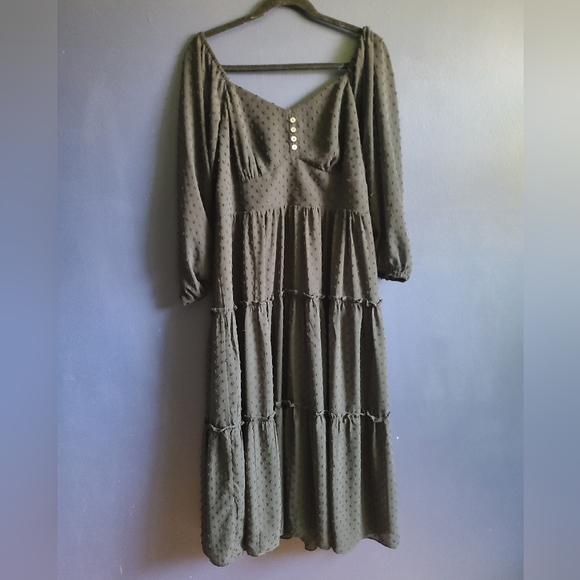 J. CREW TIERED LONG-SLEEVE MIDI DRESS IN SWISS DOT Size 12 Black - Picture 8 of 10